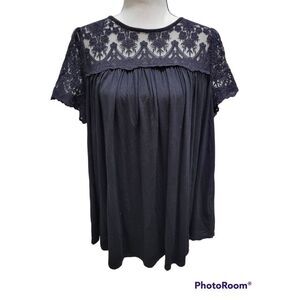 Allie Rose Black Lace Blouse Sz M